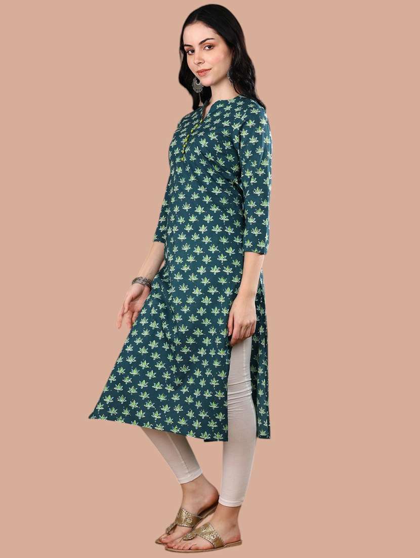women printed three quarter sleeve straight kurta - 22406876 -  Standard Image - 1