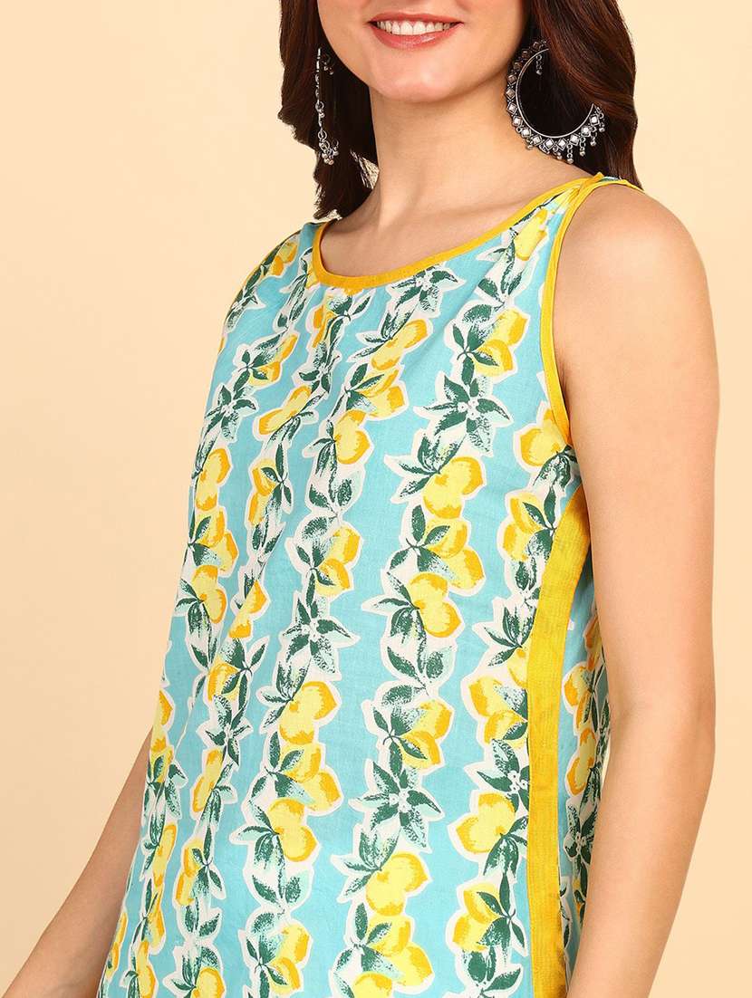 women printed sleeveless straight kurta - 22406906 -  Standard Image - 1