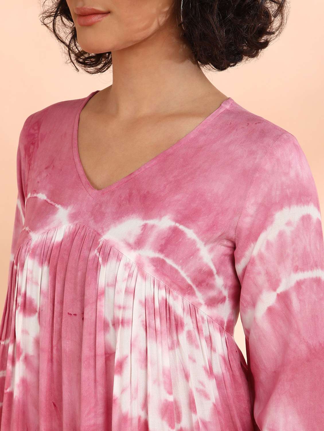 Women Tie & Dye Printed Long Sleeve Ethnic Dress - 22406960 -  Standard Image - 1