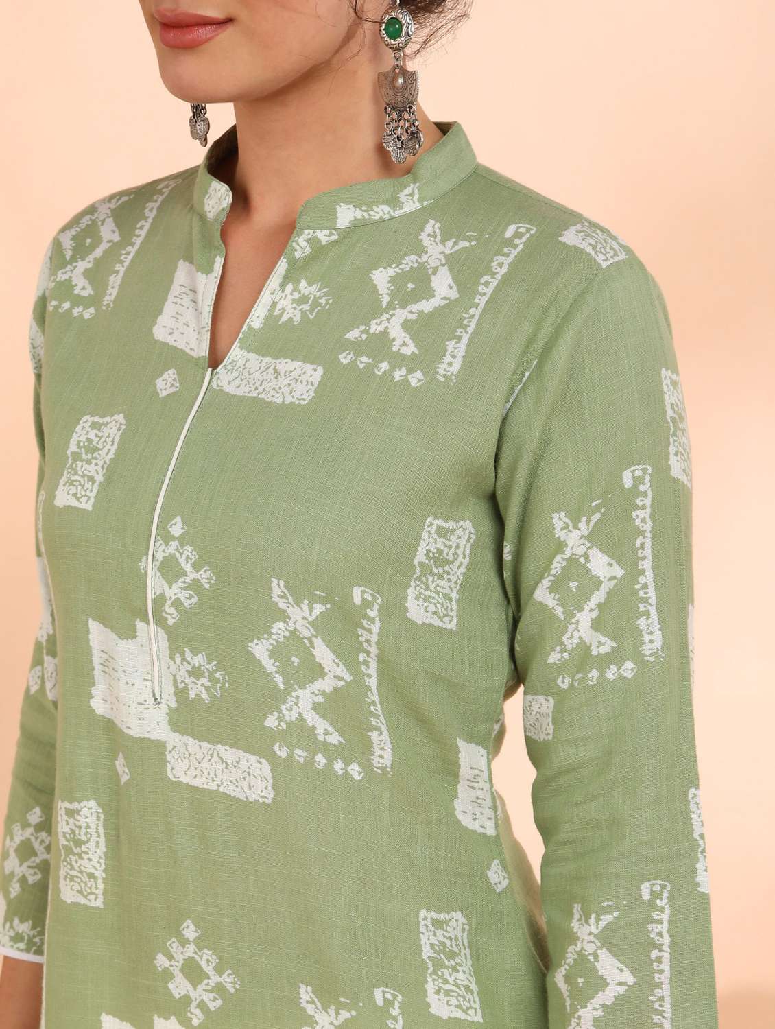 women printed three quarter sleeve straight kurta - 22407009 -  Standard Image - 1