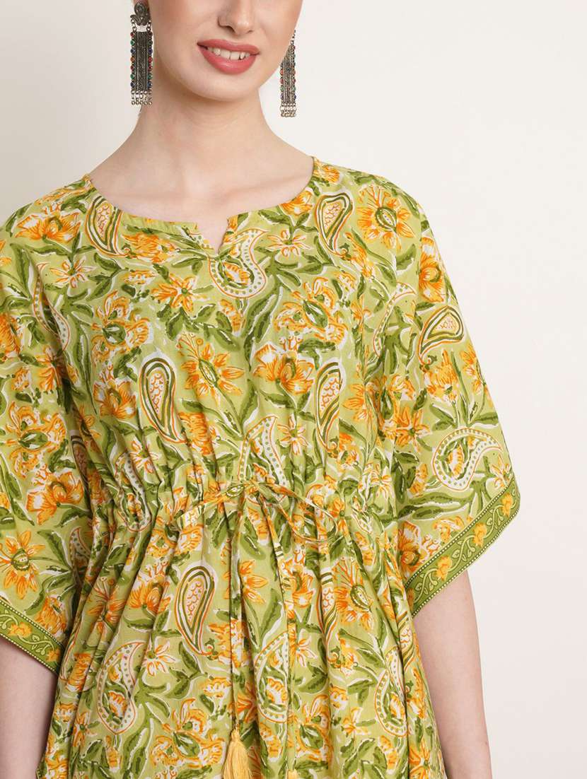 women printed kimono sleeve kaftan kurta - 22407057 -  Standard Image - 1