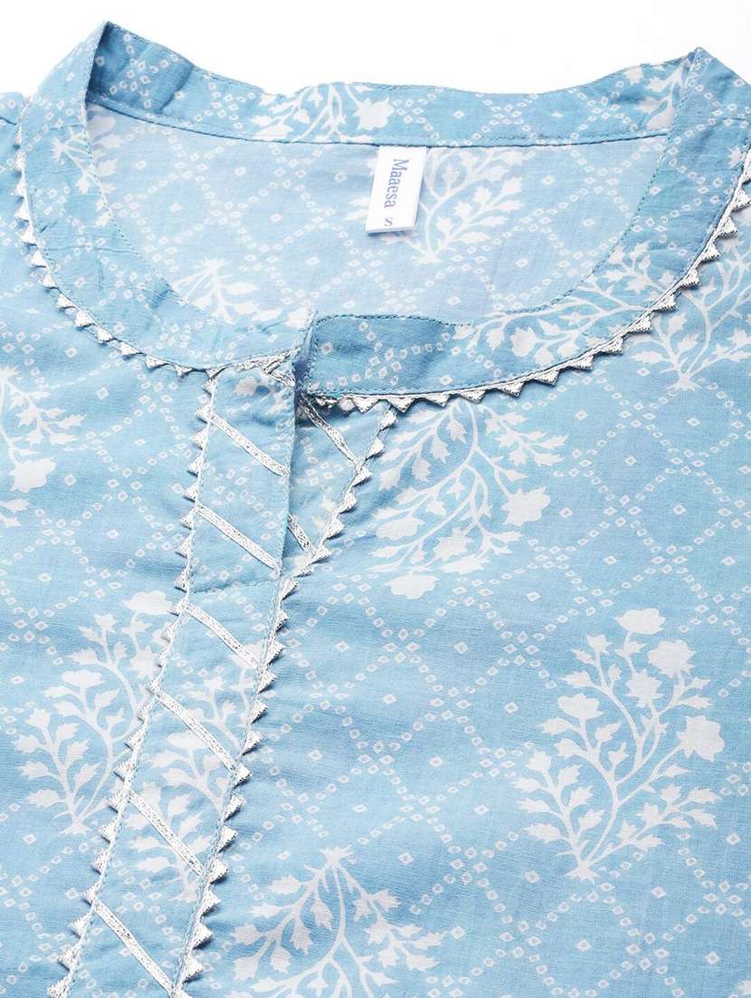 women printed three quarter sleeve a-line kurta - 22407064 -  Standard Image - 1