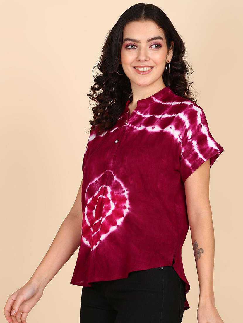 women tie & dye short sleeve regular top - 22407081 -  Standard Image - 1