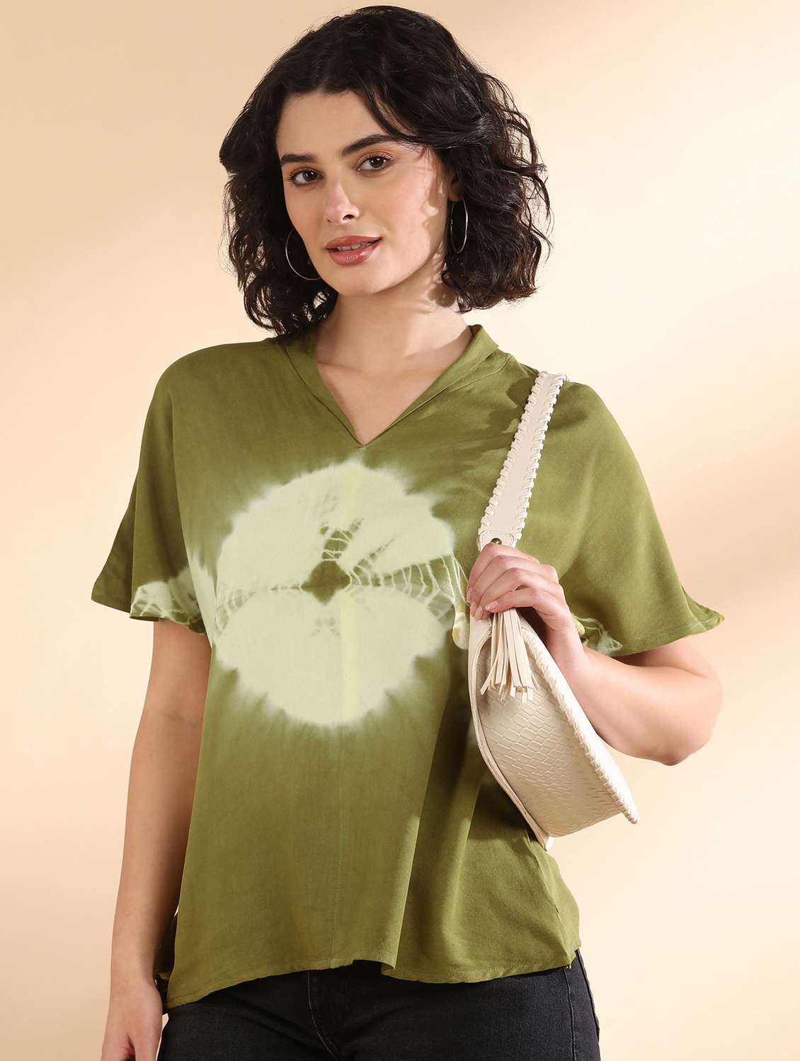 women tie and dyed short sleeve regular top - 22407093 -  Standard Image - 1