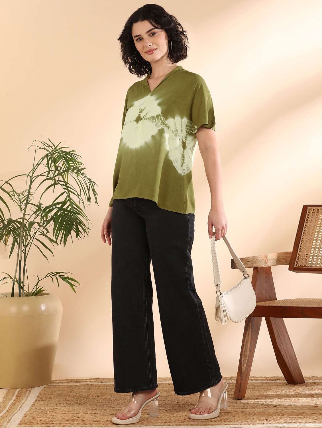 women tie and dyed short sleeve regular top - 22407093 -  Standard Image - 4