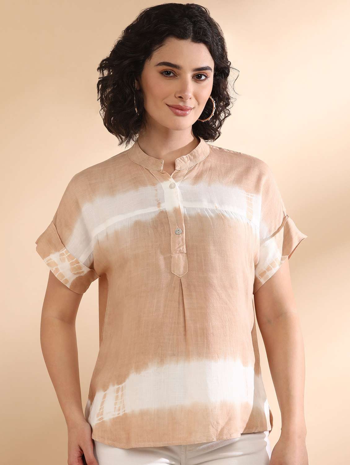 women tie and dyed short sleeve regular top - 22407094 -  Standard Image - 1