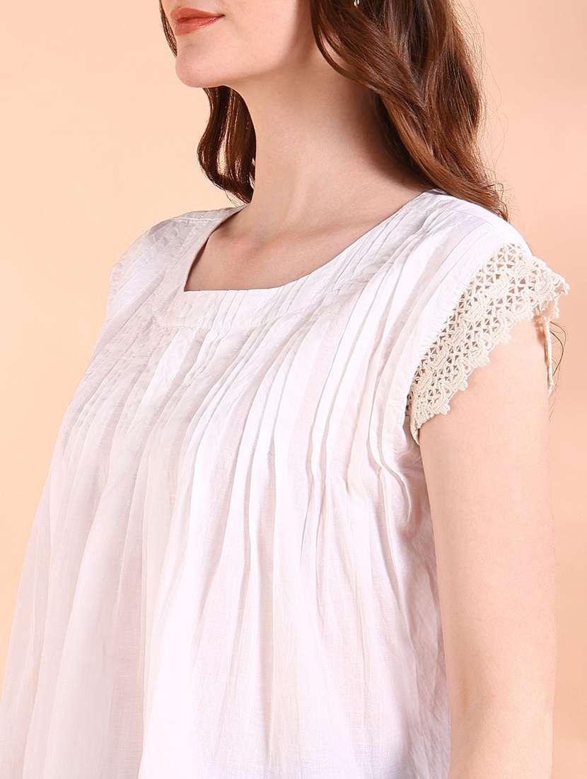 women solid cap sleeve a-line top - 22407095 -  Standard Image - 1