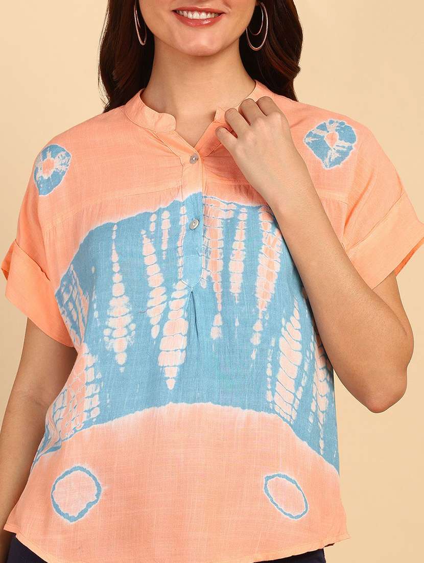 women tie & dye short sleeve regular top - 22407111 -  Standard Image - 1