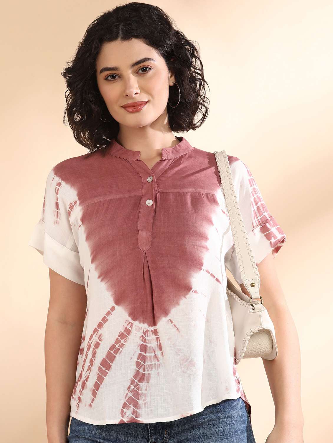 women tie and dyed short sleeve regular top - 22407124 -  Standard Image - 1