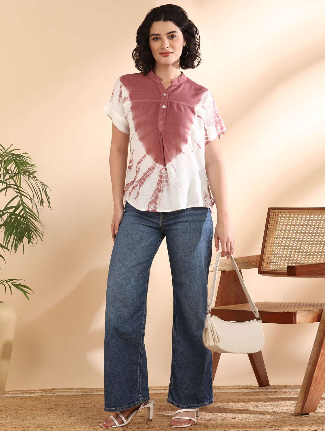 women tie and dyed short sleeve regular top - 22407124 -  Standard Image - 4