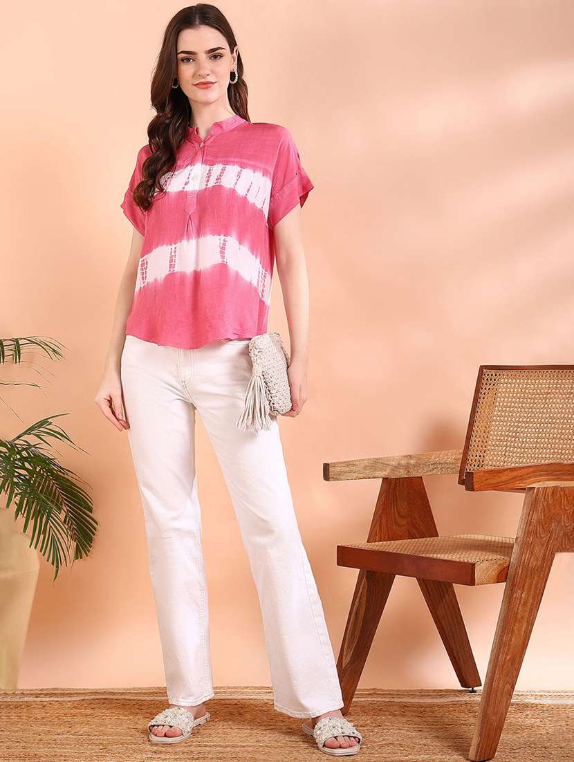Women Tie & Dye Short Sleeve Regular Top - 22407130 -  Standard Image - 4