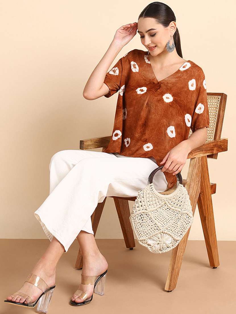 women tie & dye short sleeve regular top - 22407131 -  Standard Image - 4