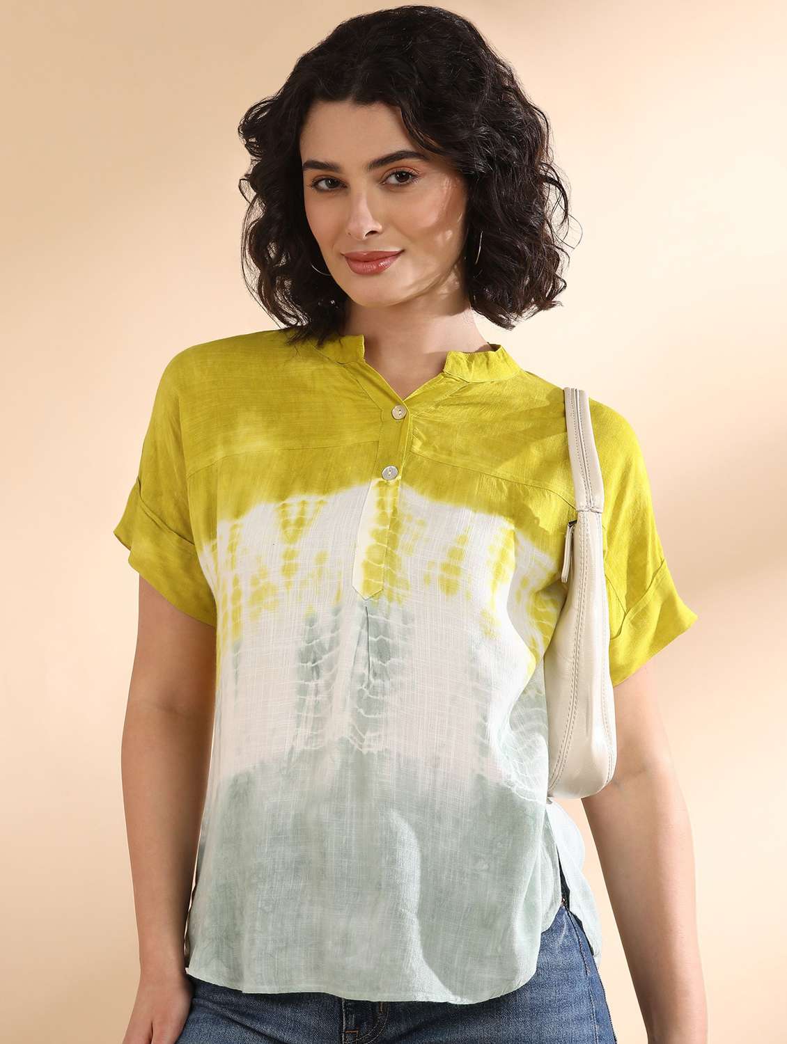 women tie and dyed short sleeve regular top