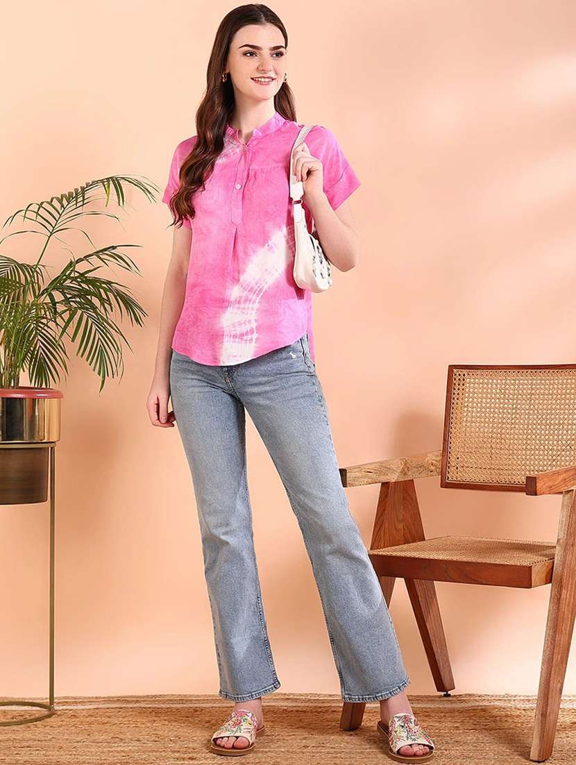 Women Tie & Dye Short Sleeve Regular Top - 22407148 -  Standard Image - 4