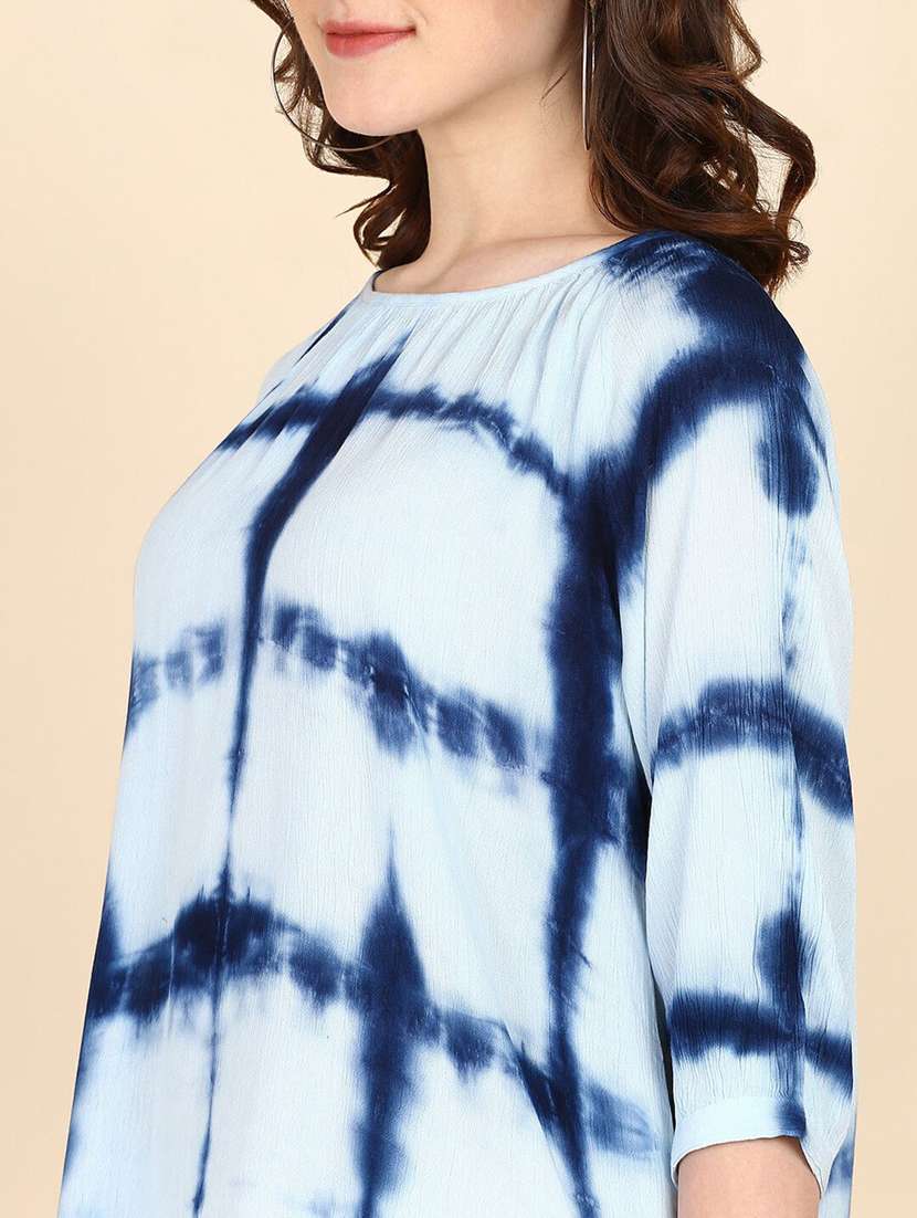 women tie & dye three quarter sleeve top - 22407161 -  Standard Image - 1