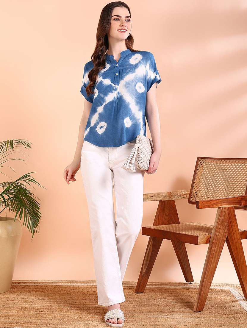 women tie & dye short sleeve regular top - 22407163 -  Standard Image - 4
