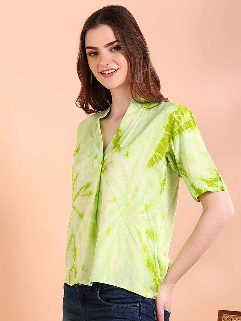 women tie & dye short sleeve regular top - 22407170 -  Standard Image - 1