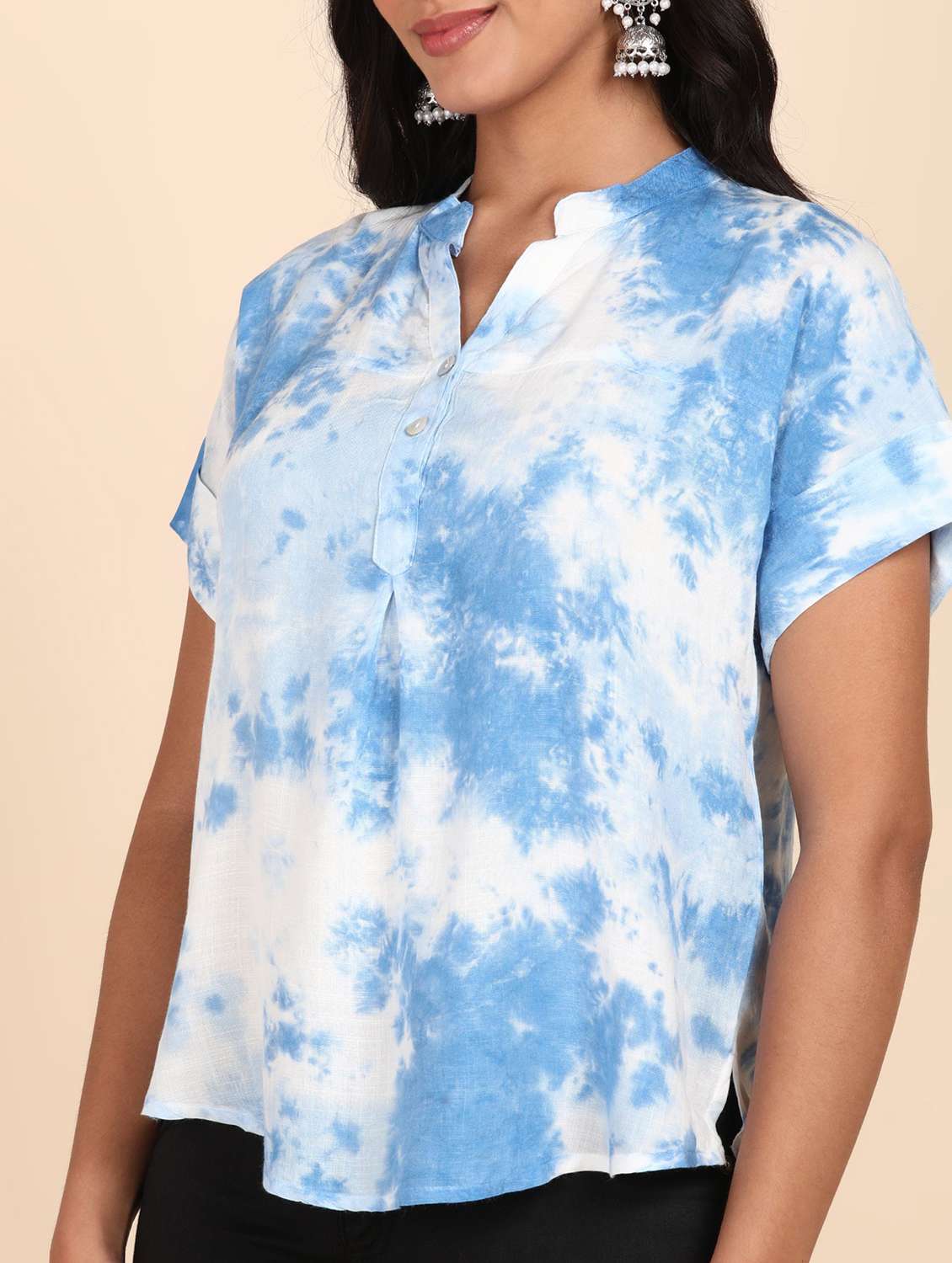 women tie & dye short sleeve regular top - 22407178 -  Standard Image - 1