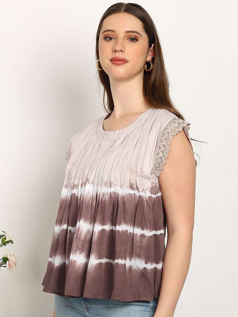 women tie & dye short sleeve regular top - 22407187 -  Standard Image - 1