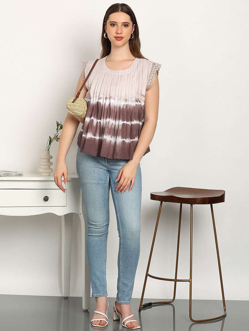 women tie & dye short sleeve regular top - 22407187 -  Standard Image - 4
