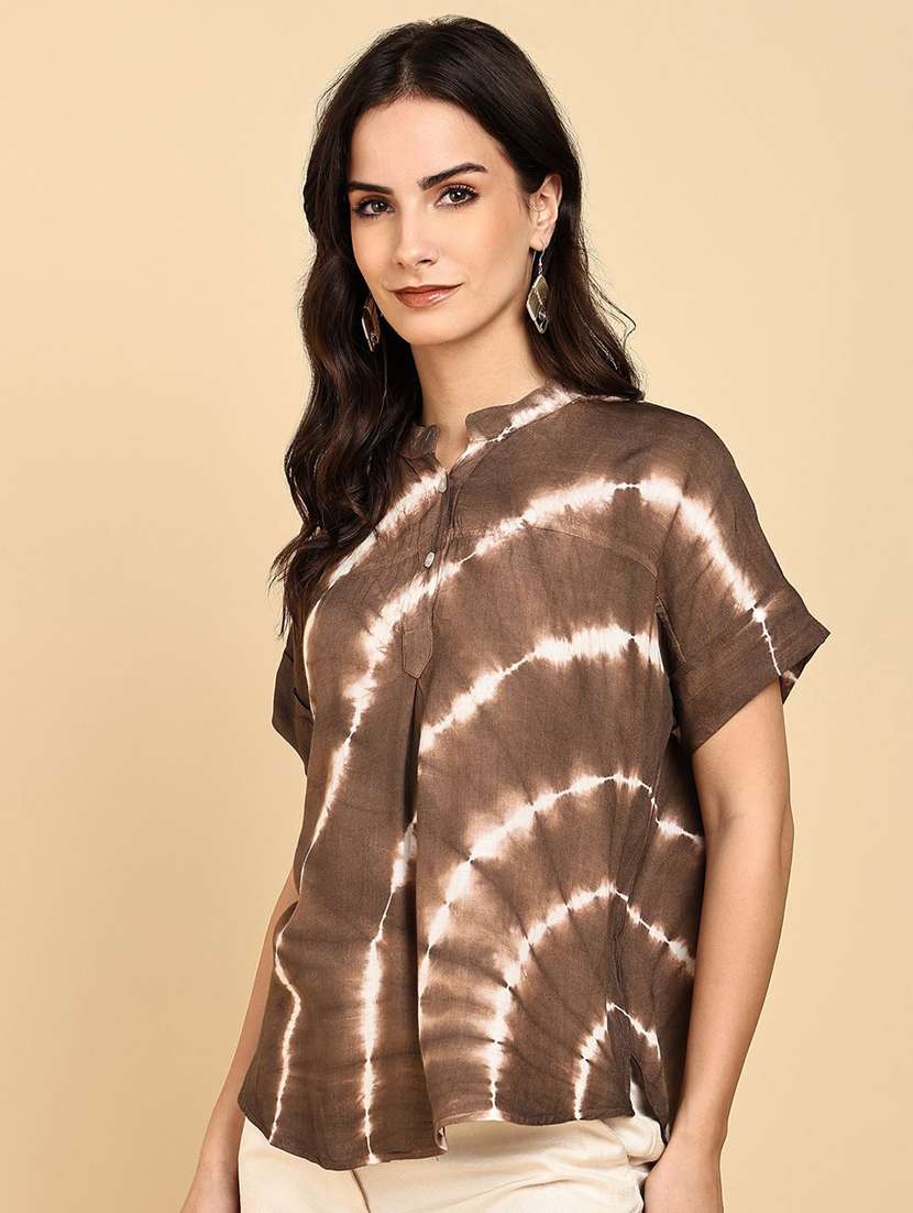 women tie & dye short sleeve regular top - 22407190 -  Standard Image - 4