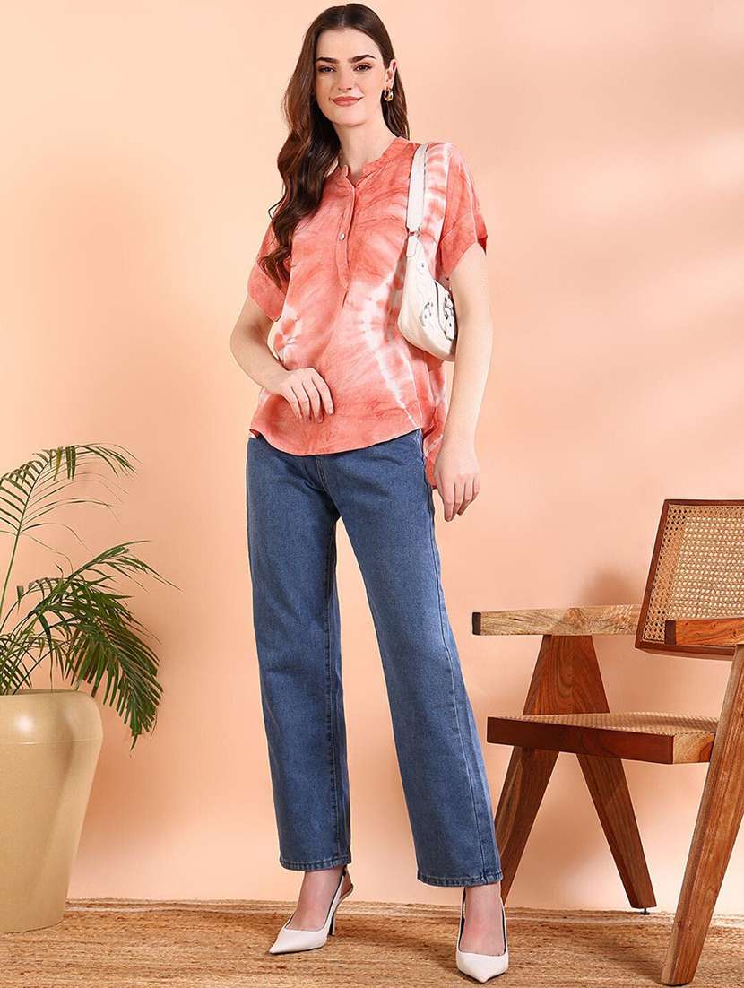 women tie & dye short sleeve regular top - 22407194 -  Standard Image - 4