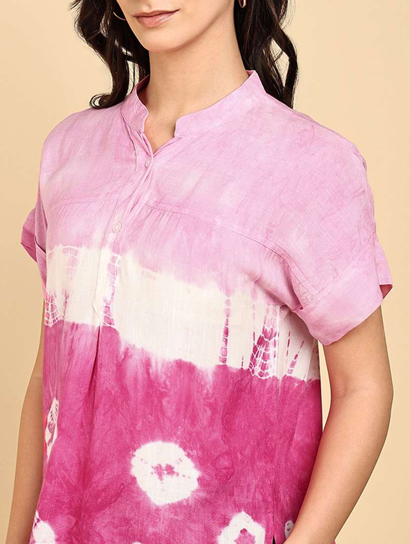 women tie & dye short sleeve regular top - 22407195 -  Standard Image - 1