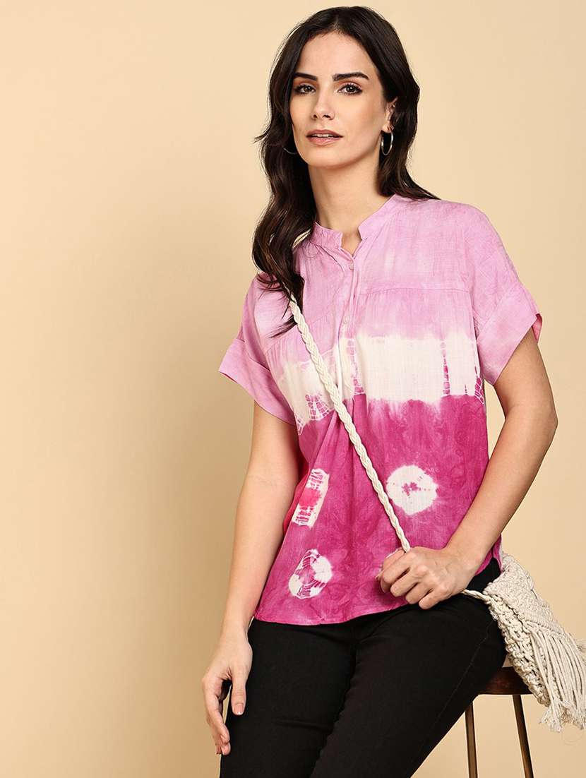women tie & dye short sleeve regular top - 22407195 -  Standard Image - 4