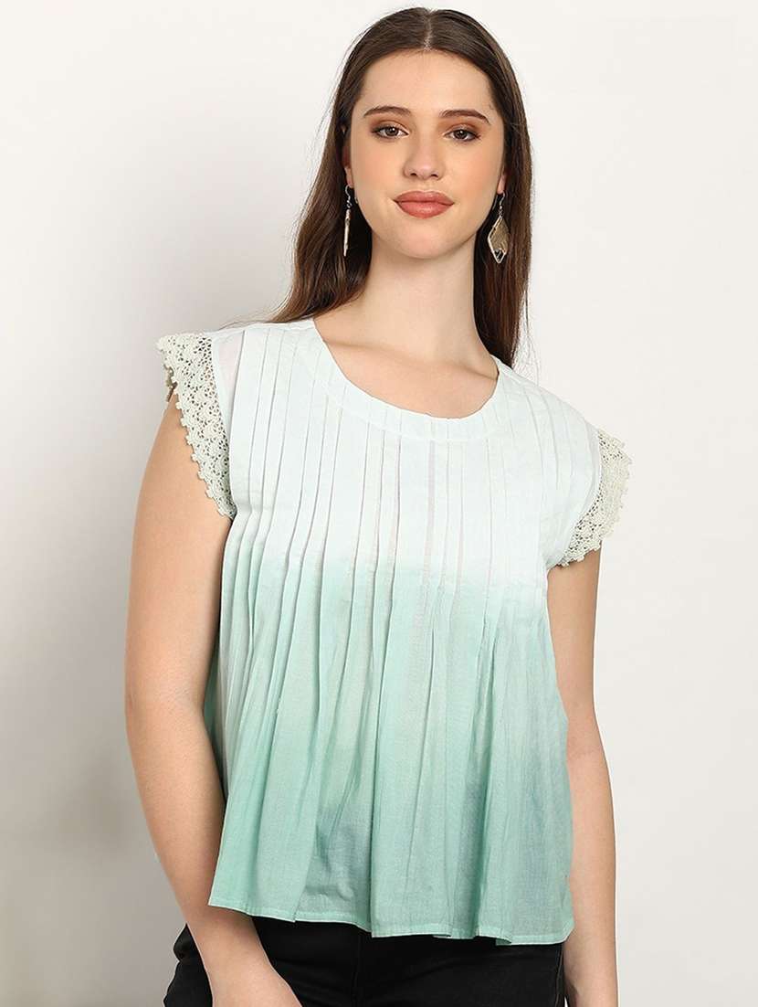 women tie & dye cap sleeve a-line top
