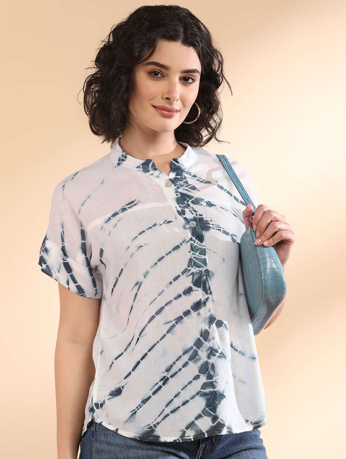 women tie and dyed short sleeve regular top - 22407207 -  Standard Image - 1