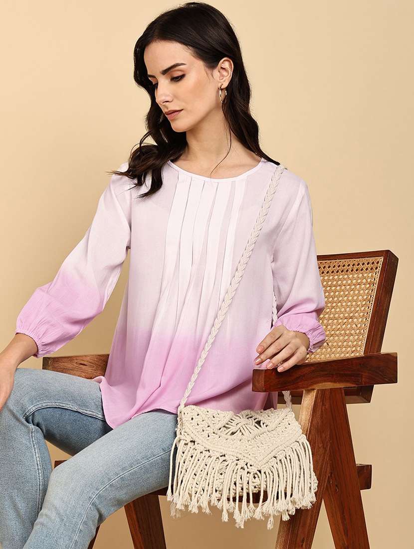 women tie & dye three quarter sleeve a-line top - 22407211 -  Standard Image - 4