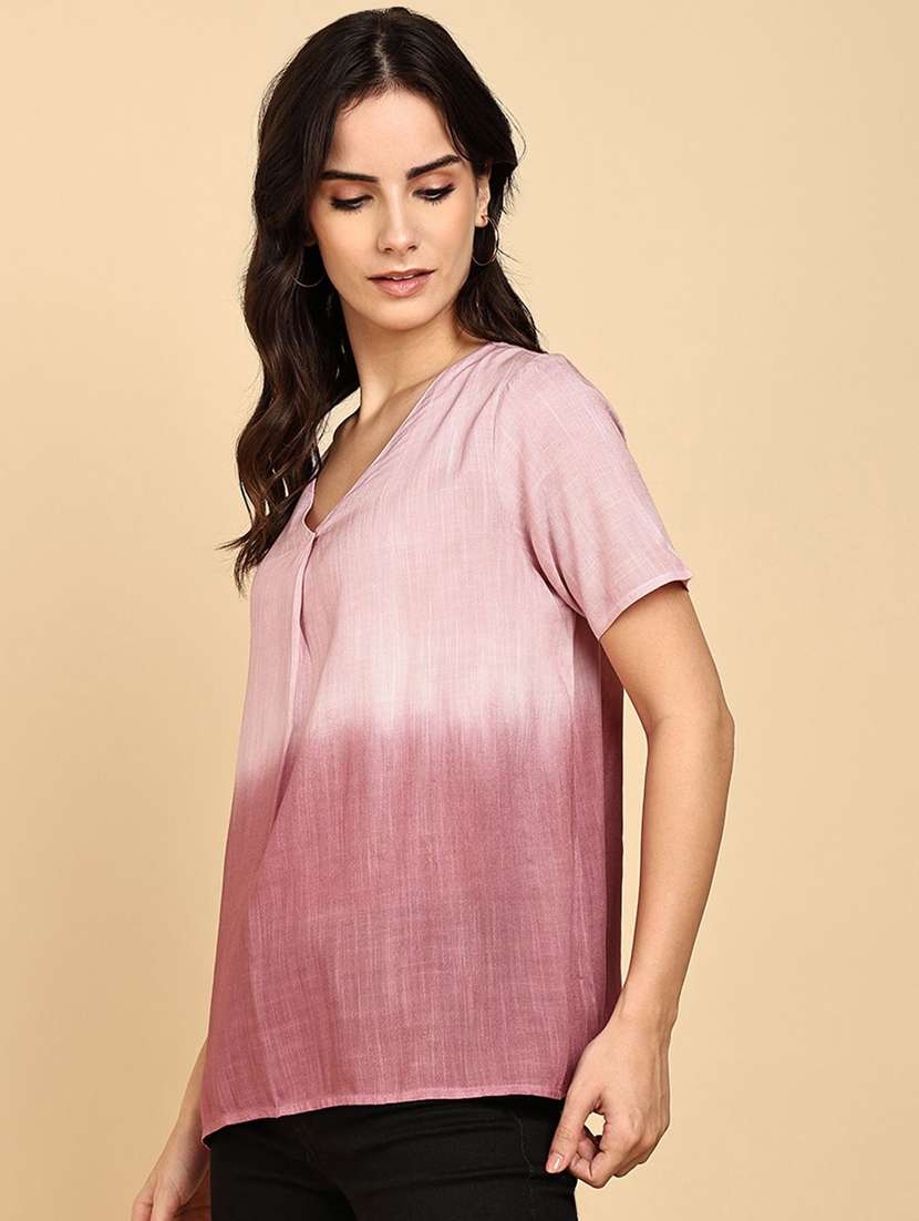 women tie & dye short sleeve regular top - 22407213 -  Standard Image - 4