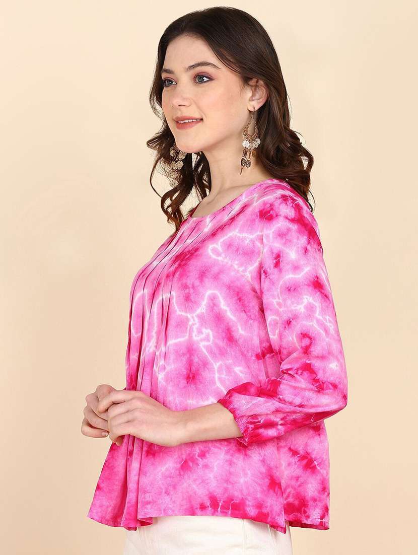 women tie and dyed bishop sleeve a-line top - 22407230 -  Standard Image - 1