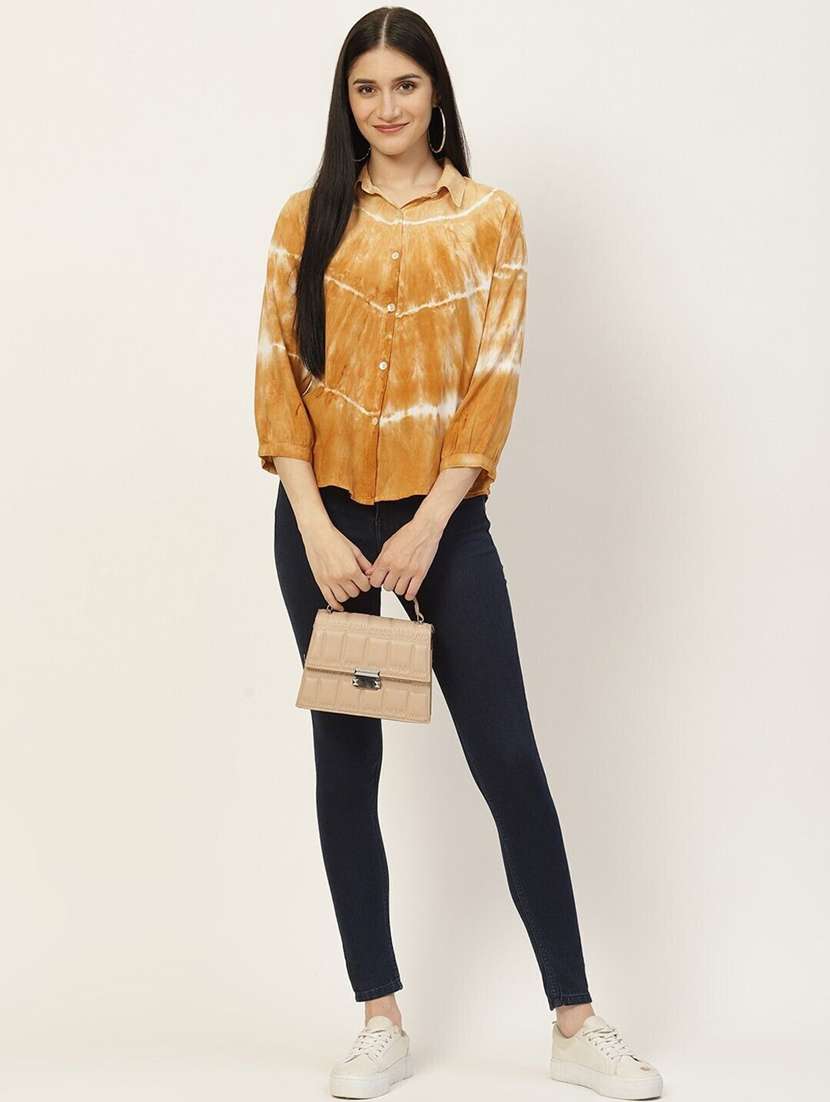 women tie and dyed collared long sleeve shirt - 22407249 -  Standard Image - 4