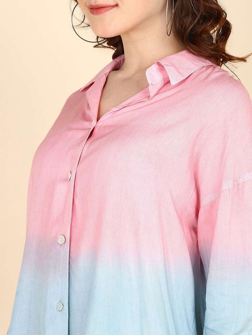 women tie and dyed collared long sleeve shirt - 22407252 -  Standard Image - 1
