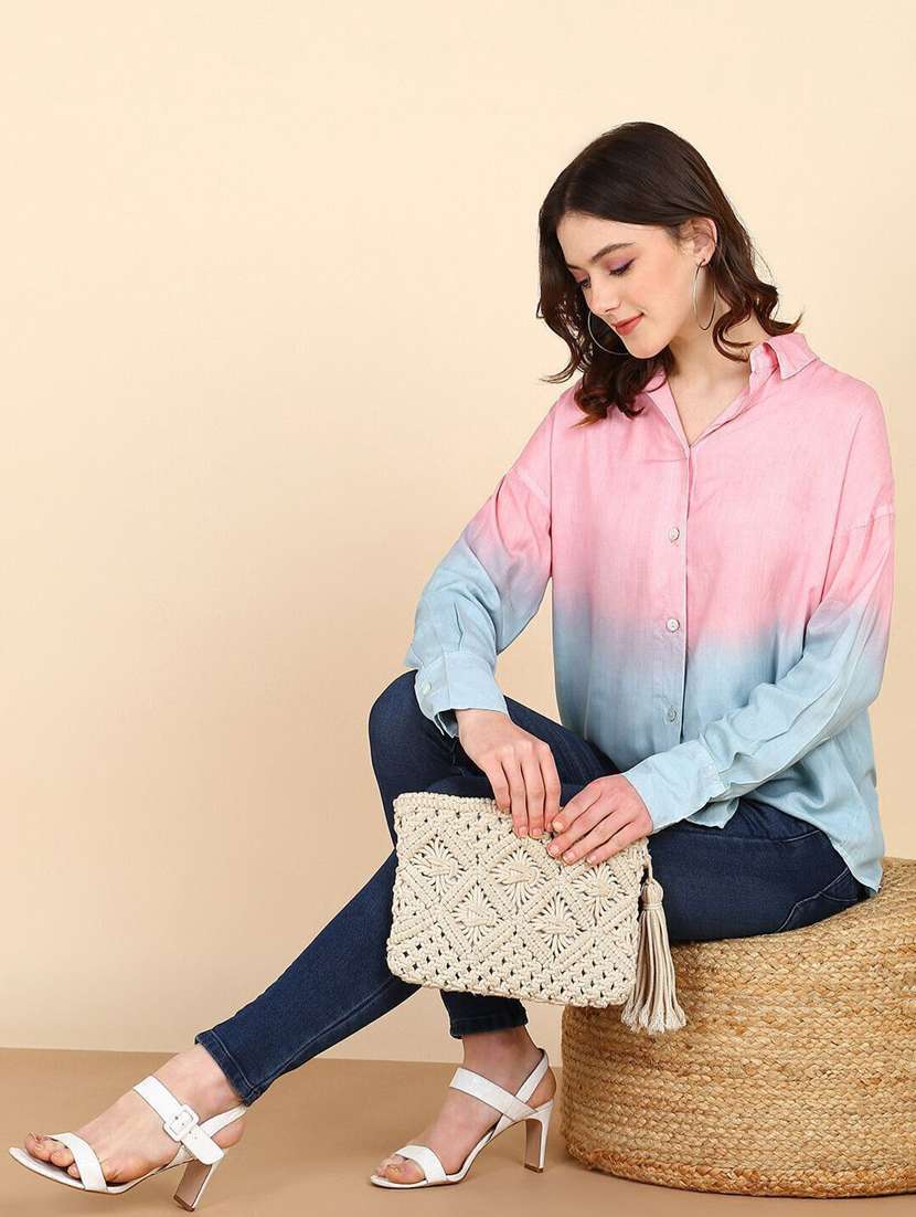 women tie and dyed collared long sleeve shirt - 22407252 -  Standard Image - 4