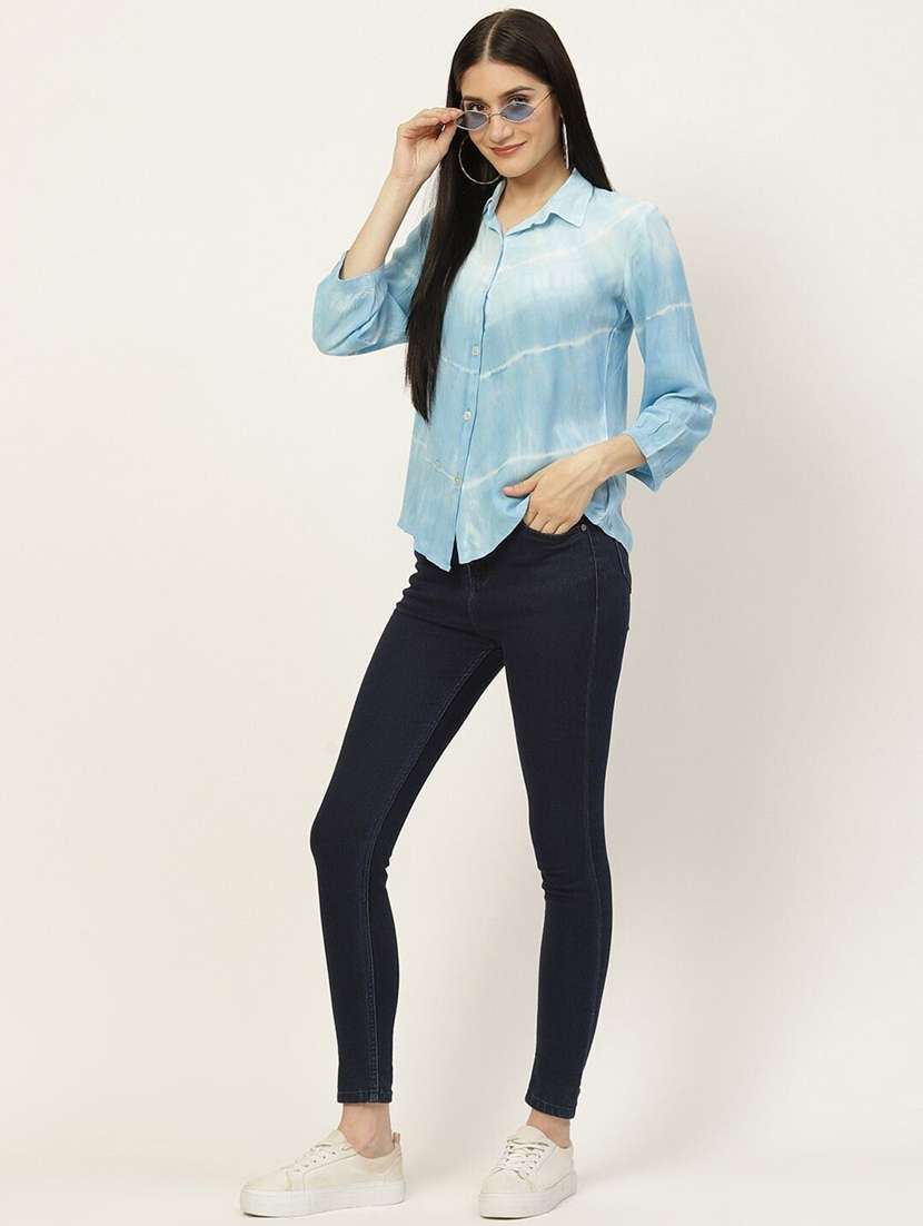 women tie and dyed collared long sleeve shirt - 22407254 -  Standard Image - 4