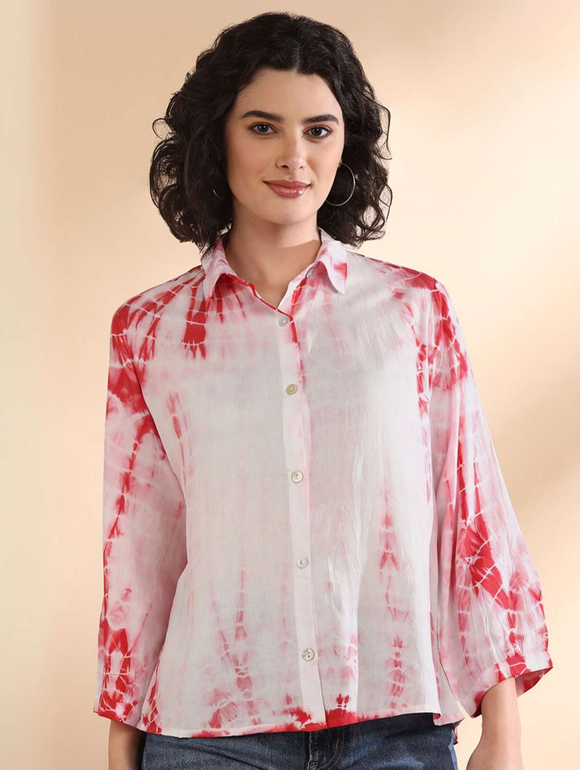 women tie and dyed collared long sleeve shirt - 22407291 -  Standard Image - 1