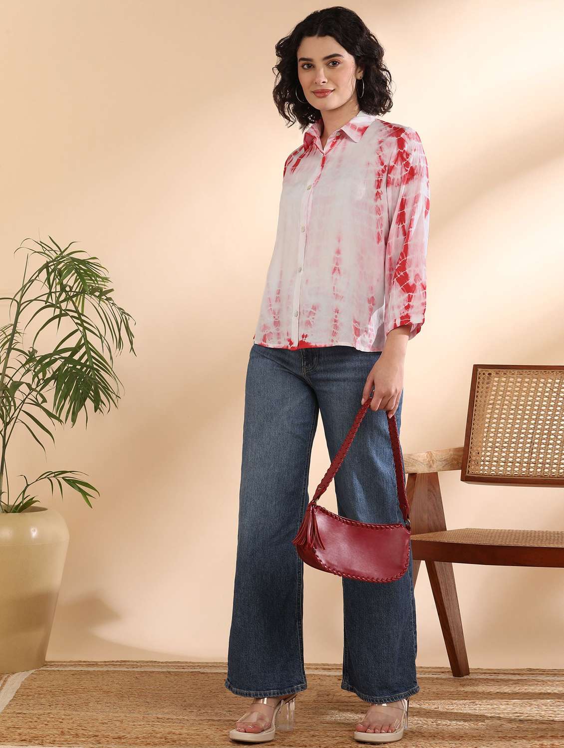 women tie and dyed collared long sleeve shirt - 22407291 -  Standard Image - 4