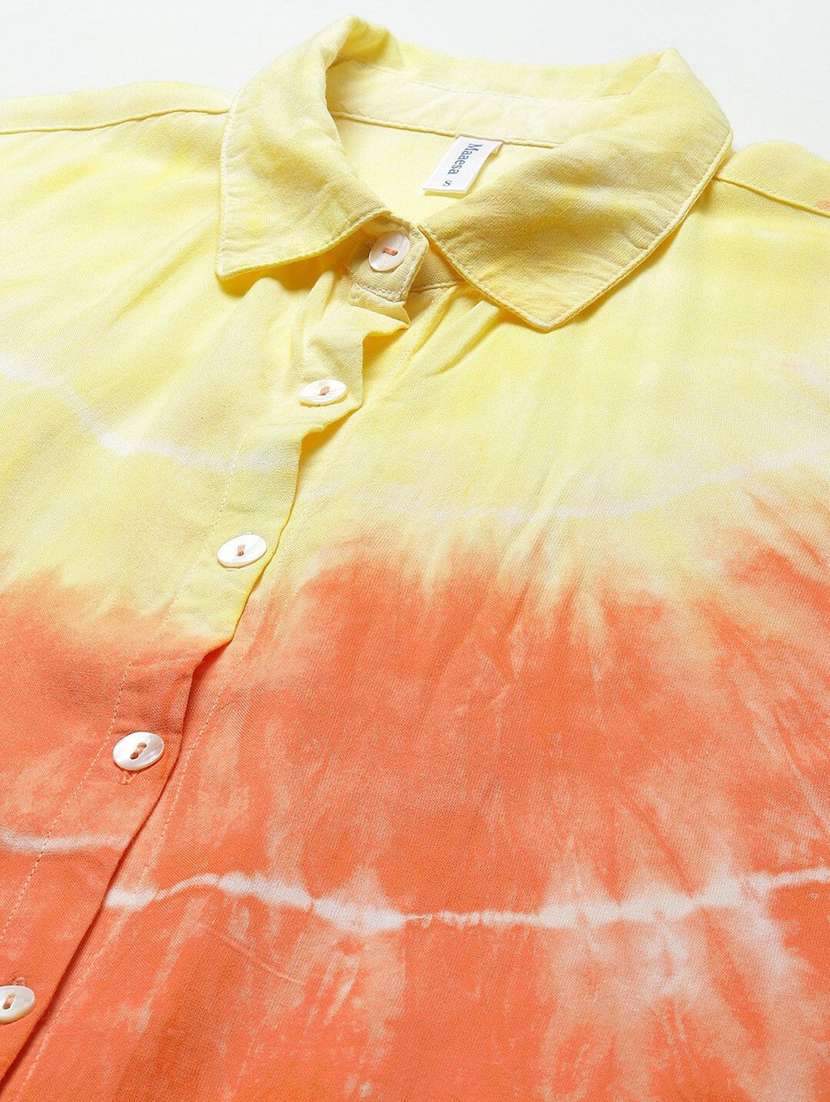 women tie and dyed collared long sleeve shirt - 22407298 -  Standard Image - 1