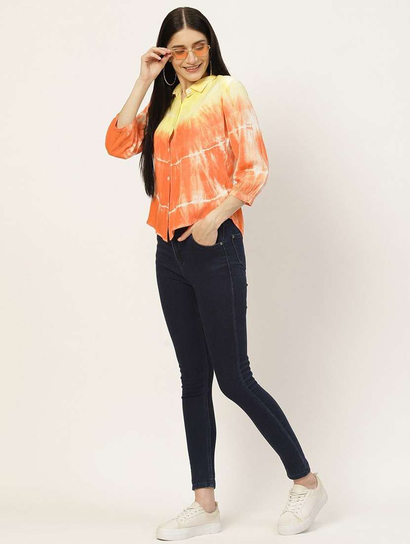 women tie and dyed collared long sleeve shirt - 22407298 -  Standard Image - 4