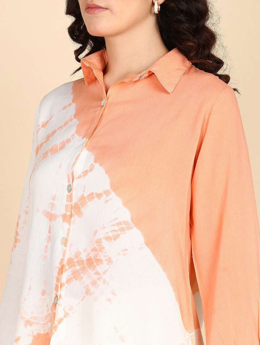 women tie and dyed collared long sleeve shirt - 22407319 -  Standard Image - 1