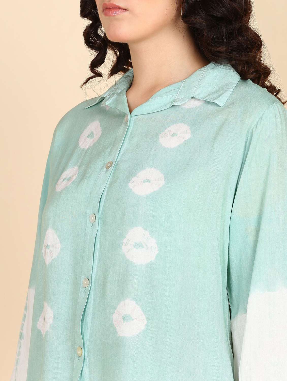 women tie and dyed collared long sleeve shirt - 22407331 -  Standard Image - 1