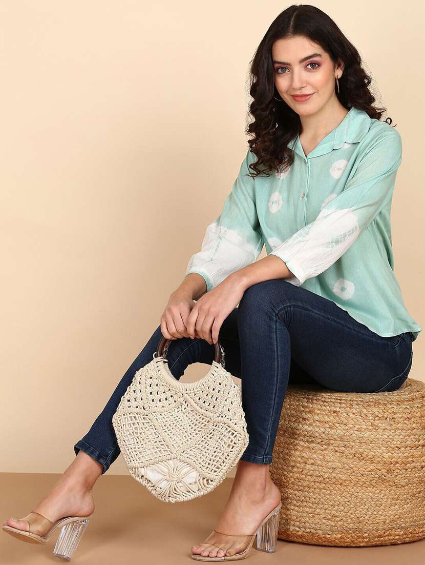 women tie and dyed collared long sleeve shirt - 22407331 -  Standard Image - 4