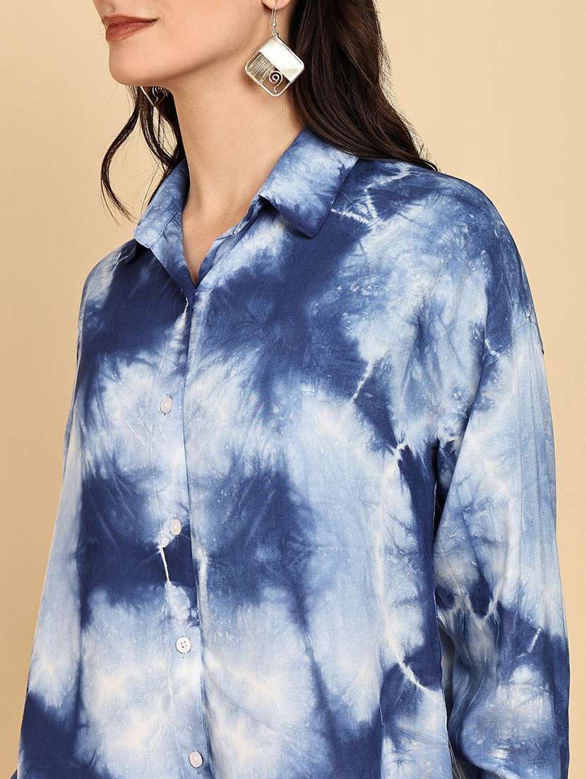 women tie and dyed collared long sleeve shirt - 22407357 -  Standard Image - 1