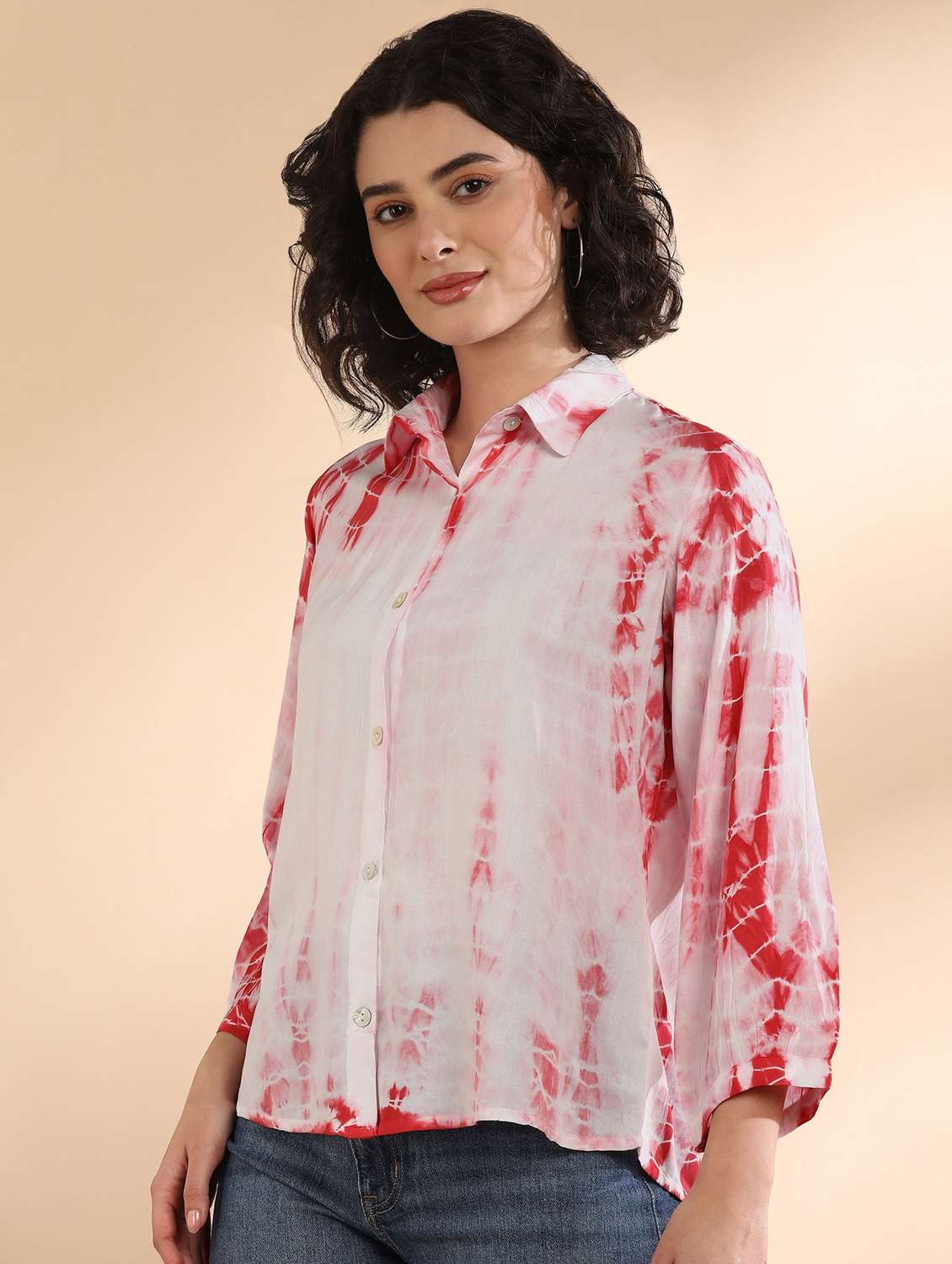 women tie and dyed collared long sleeve shirt - 22407362 -  Standard Image - 1