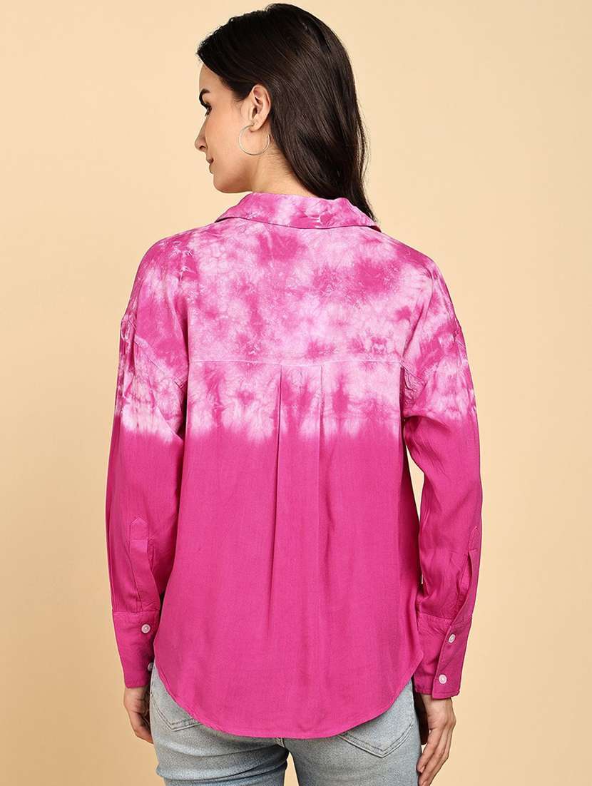 women tie and dyed collared long sleeve shirt - 22407374 -  Standard Image - 4