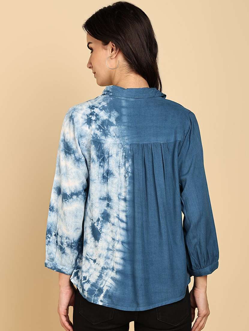 women tie and dyed collared long sleeve shirt - 22407424 -  Standard Image - 4