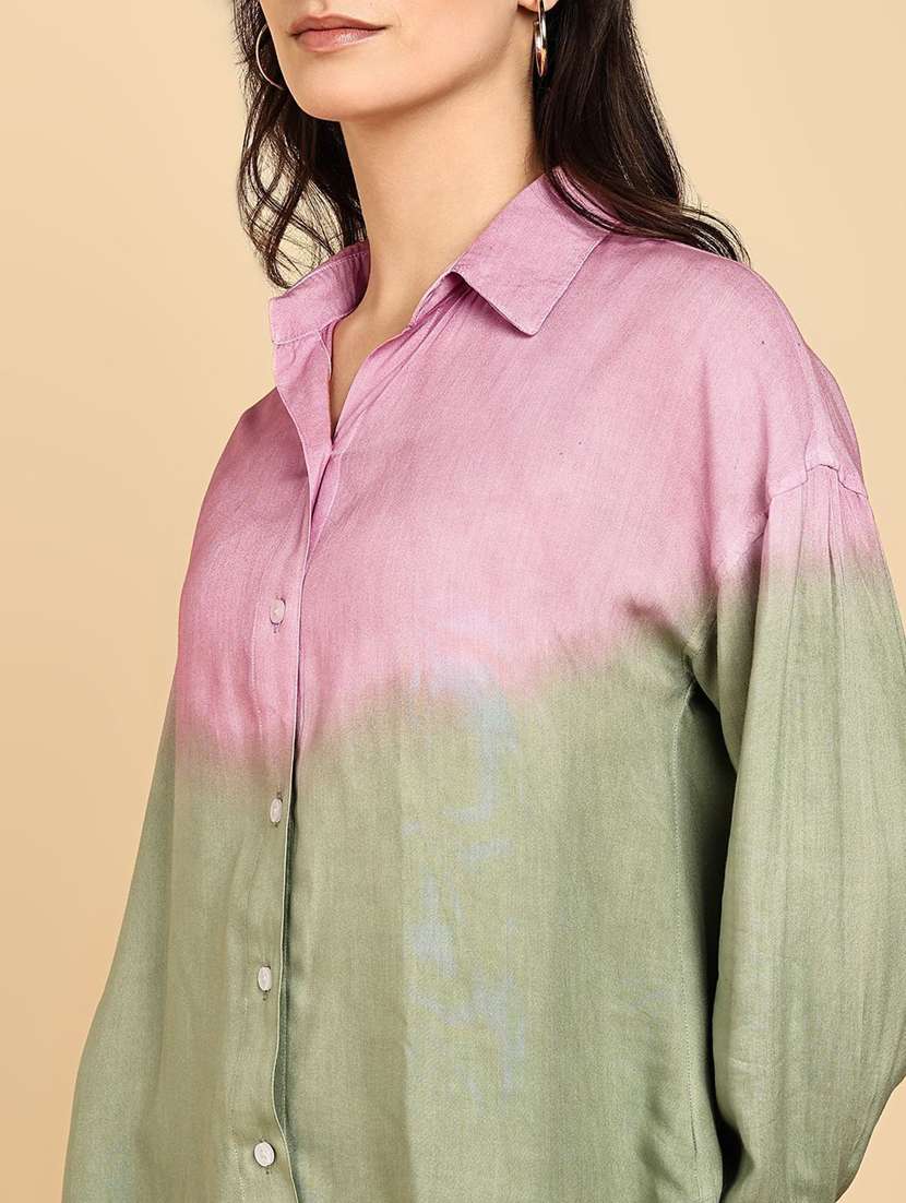 women tie and dyed collared long sleeve shirt - 22407437 -  Standard Image - 1