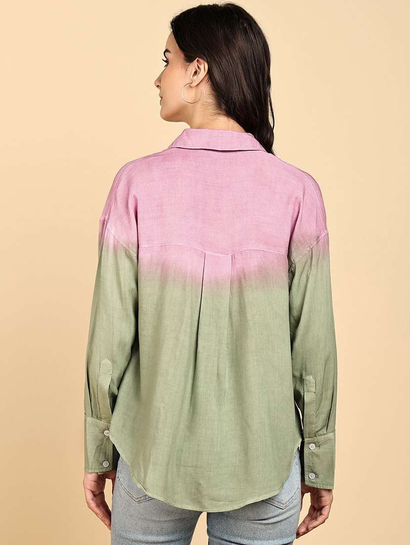 women tie and dyed collared long sleeve shirt - 22407437 -  Standard Image - 4